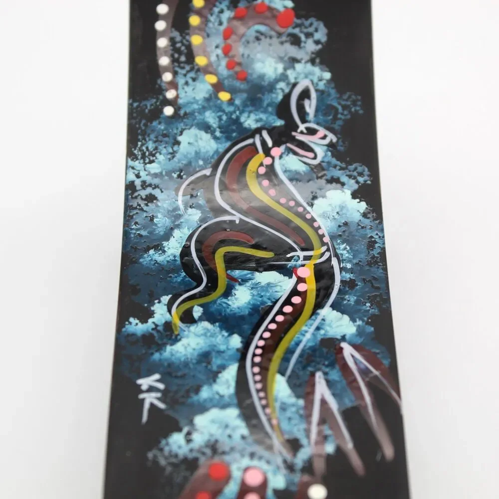 Wooden Wine Bottle Dot Art Kangaroo Stand Australian Aboriginal Art Style